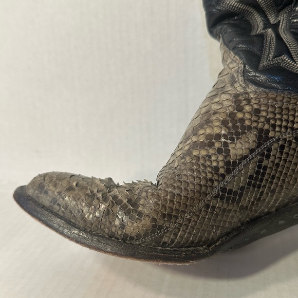 ❗️ Women’s Western Cowboy Cowgirl Black Leather Snakeskin Boots Size 6 Panhandle - Picture 4 of 14